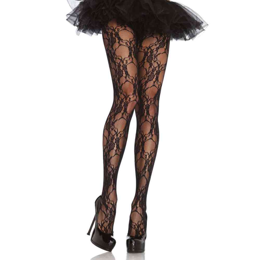 Leg Avenue - Floral Lace Collants - Noir